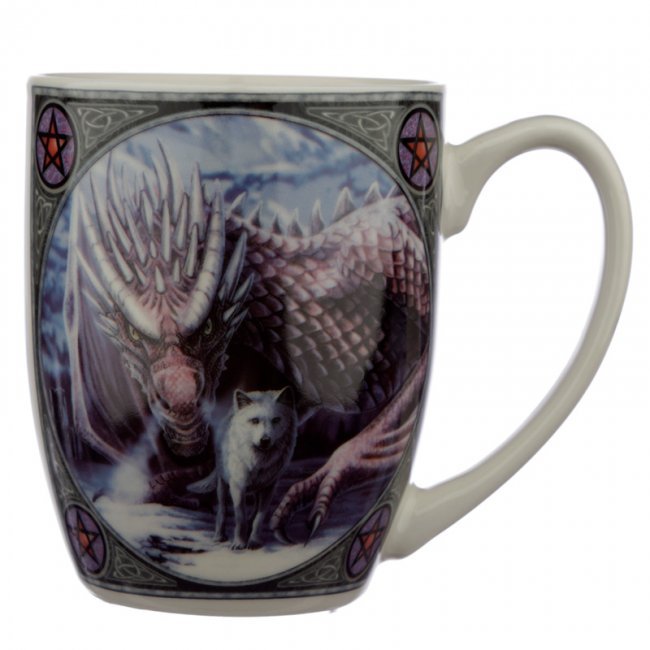 Tazza in porcellana con illustrazione Alliance Wolf and Dragon